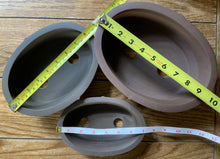 Load image into Gallery viewer, Set 3 or Set of 2 Oval Unglazed Bonsai Pots. A:9.5" B:8.5" C:7.5"