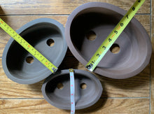 Load image into Gallery viewer, Set 3 or Set of 2 Oval Unglazed Bonsai Pots. A:9.5" B:8.5" C:7.5"