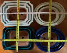 Load image into Gallery viewer, Set of 3 Glazed Bonsai Pots in a Variety of Colors and Styles A:12" B:10" C:8"