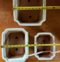 Load image into Gallery viewer, Set of 3 Glazed Bonsai Pots in a Variety of Colors and Styles A:12" B:10" C:8"
