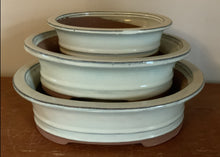 Load image into Gallery viewer, Set of 3 Glazed Bonsai Pots in a Variety of Colors and Styles A:12" B:10" C:8"