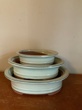 Load image into Gallery viewer, Set of 3 Glazed Bonsai Pots in a Variety of Colors and Styles A:12" B:10" C:8"