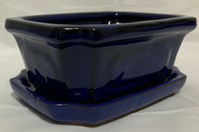 Load image into Gallery viewer, 5.5" Glazed Ceramic Bonsai Pot & Matching Tray ~ Quince Azure Blue