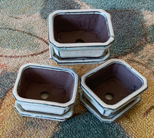 Load image into Gallery viewer, 4.5" Glazed Ceramic Bonsai Pot & Matching Tray ~ Quince Rectangular Cream