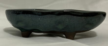 Load image into Gallery viewer, 5" Glazed Ceramic Shallow Bonsai Pot ~ Oval Deep Sea Green