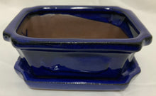 Load image into Gallery viewer, 5.5" Glazed Ceramic Bonsai Pot & Matching Tray ~ Quince Azure Blue