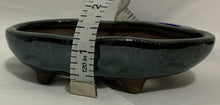Load image into Gallery viewer, 5" Glazed Ceramic Shallow Bonsai Pot ~ Oval Deep Sea Green