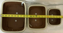 Load image into Gallery viewer, Set Of 3 Glazed Ceramic Bonsai Pots In Sand Color ~ S:6.5 M:9 L:11