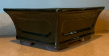 Load image into Gallery viewer, 10" Black Deep Glazed Ceramic Bonsai Pot. Choose from several styles and colors.