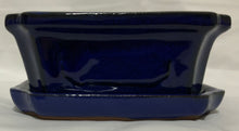 Load image into Gallery viewer, 5.5" Glazed Ceramic Bonsai Pot & Matching Tray ~ Quince Azure Blue