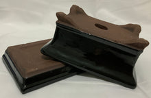 Load image into Gallery viewer, 4.5" Glazed Ceramic Bonsai Pot & Matching Tray ~ Tapered Rectangular Black