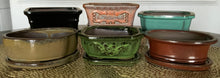 Load image into Gallery viewer, 6" Glazed Bonsai Pot w/Attached Humidity Tray. Variety of Styles Available.