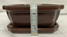 Load image into Gallery viewer, 6" Glazed Ceramic Bonsai Pots & Matching Trays ~ Quince Shaped