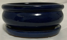 Load image into Gallery viewer, 5" Glazed Ceramic Bonsai Pot & Matching Tray ~ Pot Belly Oval Midnight Blue