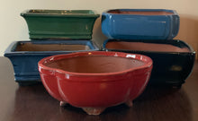 Load image into Gallery viewer, 8" Deep Glazed Ceramic Bonsai Pot. Choose from several styles and colors.