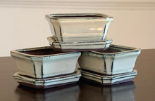 Load image into Gallery viewer, 4.5" Glazed Ceramic Bonsai Pot & Matching Tray ~ Quince Rectangular Cream