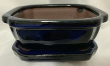 Load image into Gallery viewer, 6" Glazed Ceramic Bonsai Pots & Matching Trays ~ Quince Shaped