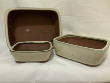 Load image into Gallery viewer, Set Of 3 Glazed Ceramic Bonsai Pots In Sand Color ~ S:6.5 M:9 L:11