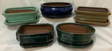 Load image into Gallery viewer, SALE!!8" Glazed Ceramic Bonsai Pots & Matching Trays - Several Styles