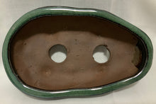Load image into Gallery viewer, 5" Glazed Ceramic Shallow Bonsai Pot ~ Oval Deep Sea Green
