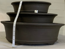 Load image into Gallery viewer, Set of 3 Unglazed Yixing Bonsai Pots Oval 20" 16" 12"
