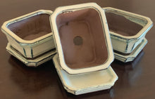 Load image into Gallery viewer, 4.5" Glazed Ceramic Bonsai Pot & Matching Tray ~ Quince Rectangular Cream