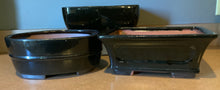 Load image into Gallery viewer, 10" Black Deep Glazed Ceramic Bonsai Pot. Choose from several styles and colors.