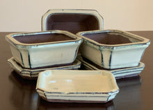 Load image into Gallery viewer, 4.5" Glazed Ceramic Bonsai Pot & Matching Tray ~ Quince Rectangular Cream