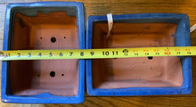 Load image into Gallery viewer, 10" Deep Glazed Cerulean Blue Ceramic Bonsai Pots. Choose from several styles.