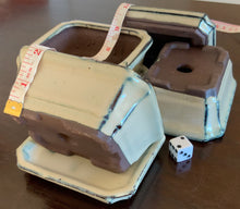 Load image into Gallery viewer, 4.5" Glazed Ceramic Bonsai Pot & Matching Tray ~ Quince Rectangular Cream