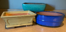Load image into Gallery viewer, 10" Deep Glazed Ceramic Bonsai Pot. Choose from several styles and colors.