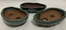 Load image into Gallery viewer, 5" Glazed Ceramic Shallow Bonsai Pot ~ Oval Deep Sea Green