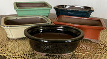 Load image into Gallery viewer, 8" Glazed Ceramic Bonsai Pots.  Several Styles.