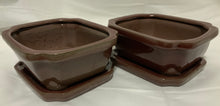 Load image into Gallery viewer, 6" Glazed Ceramic Bonsai Pots & Matching Trays ~ Quince Shaped