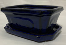 Load image into Gallery viewer, 5.5" Glazed Ceramic Bonsai Pot & Matching Tray ~ Quince Azure Blue
