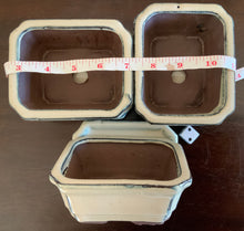 Load image into Gallery viewer, 4.5" Glazed Ceramic Bonsai Pot & Matching Tray ~ Quince Rectangular Cream
