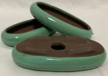Load image into Gallery viewer, 4.3" Glazed Ceramic Shallow Bonsai Pot ~ Oval Turquoise