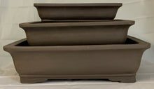 Load image into Gallery viewer, Set of 3 Bonsai Pots Rectangular 22" 18" 14" Yixing****IF YOU ORDER THIS YOU ARE EXPECTED TO PICK IT UP OR PAY FOR SHIPPING. CANCELLATIONS WILL BE CHARGED a10% FEE. WE DO NOT SHIP THIS UNLESS YOU PAY FOR FREIGHT.