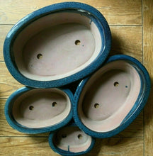 Load image into Gallery viewer, Set of 4 Oval Glazed Bonsai Pots (A:13.75", B:11", C:9", D:6")