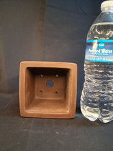 Load image into Gallery viewer, Unglazed bonsai pot- small square with designs
