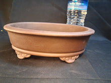 Load image into Gallery viewer, Unglazed bonsai pot - oval with decorative feet
