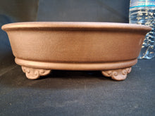 Load image into Gallery viewer, Unglazed bonsai pot - oval with decorative feet
