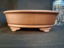 Load image into Gallery viewer, Unglazed bonsai pot - oval with decorative feet
