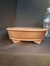 Load image into Gallery viewer, Unglazed bonsai pot - oval with decorative feet

