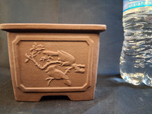Load image into Gallery viewer, Unglazed bonsai pot- small square with designs
