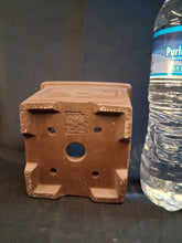 Load image into Gallery viewer, Unglazed bonsai pot- small square with designs
