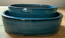 Load image into Gallery viewer, 10 &amp; 8 Cerulean Blue Oval Glazed Pot Set (Set Of 2) Bonsai Pots
