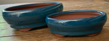 Load image into Gallery viewer, 7&quot; &amp; 5.25&quot; Cerulean Blue Oval Glazed Pot Set (Set of 2)
