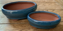 Load image into Gallery viewer, 7&quot; &amp; 5.25&quot; Cerulean Blue Oval Glazed Pot Set (Set of 2)
