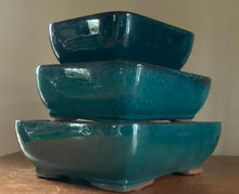 Load image into Gallery viewer, Set of 3 Glazed Bonsai Pots in a Variety of Colors and Styles A:12&quot; B:10&quot; C:8&quot;
